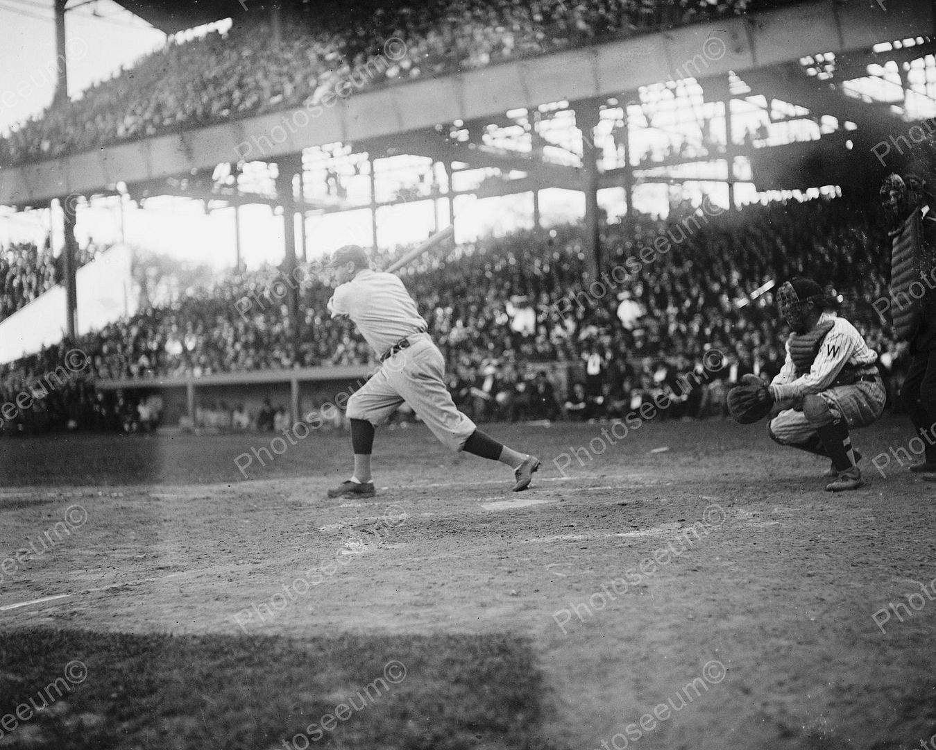 Babe Ruth Hits A Run 1921 Vintage 8x10 Reprint Of Old Photo Photoseeum